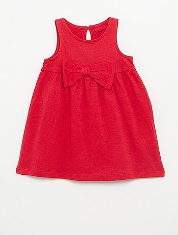 Robe unie sans manches avec nœud fantaisie