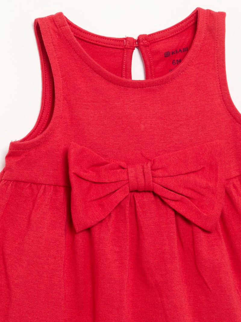 Robe unie sans manches avec nœud fantaisie Rouge - Kiabi