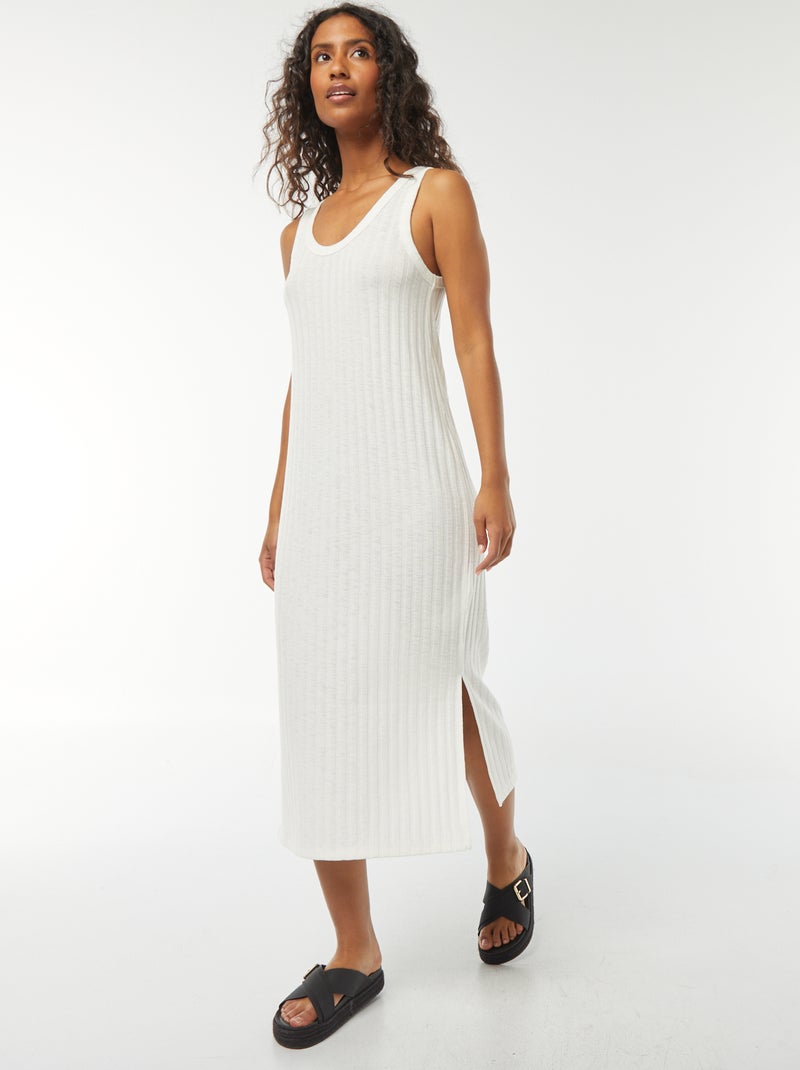 Robe unie sans manches Blanc - Kiabi