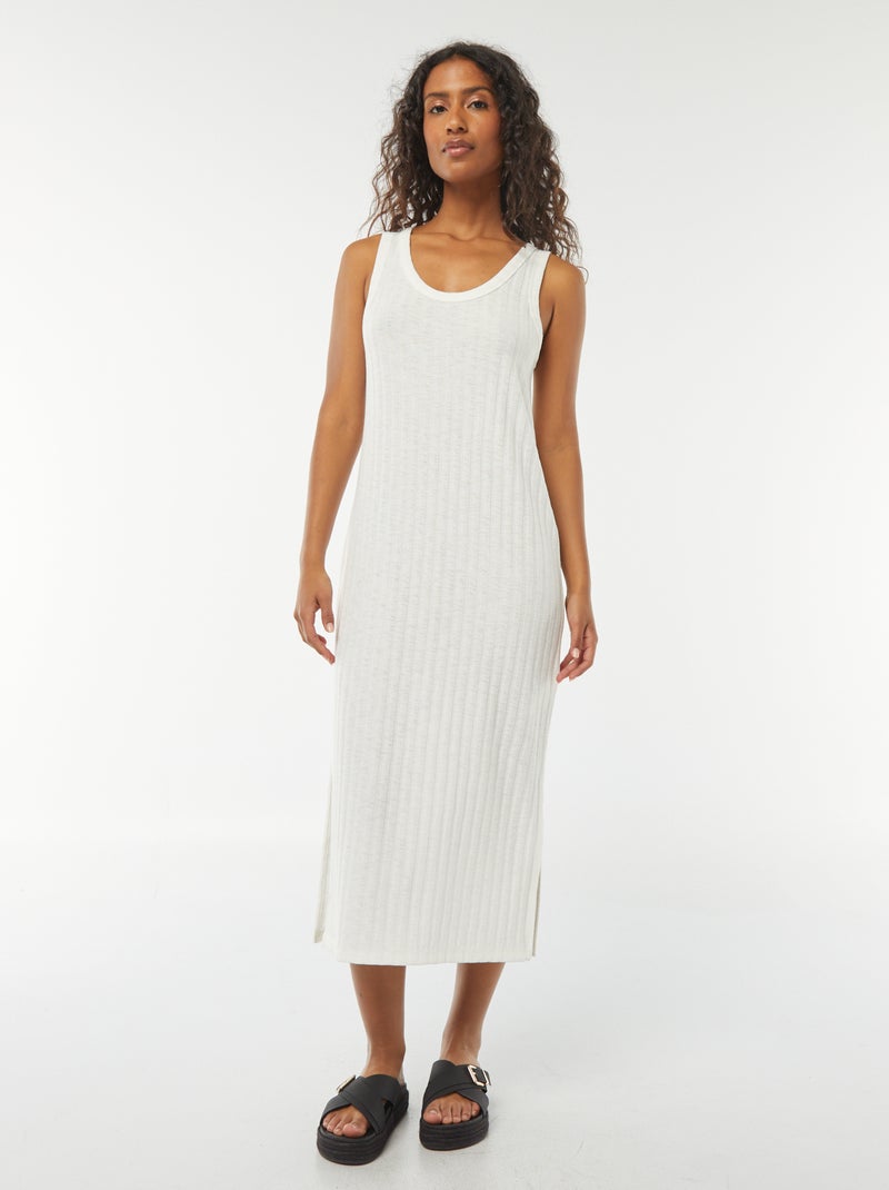 Robe unie sans manches Blanc - Kiabi