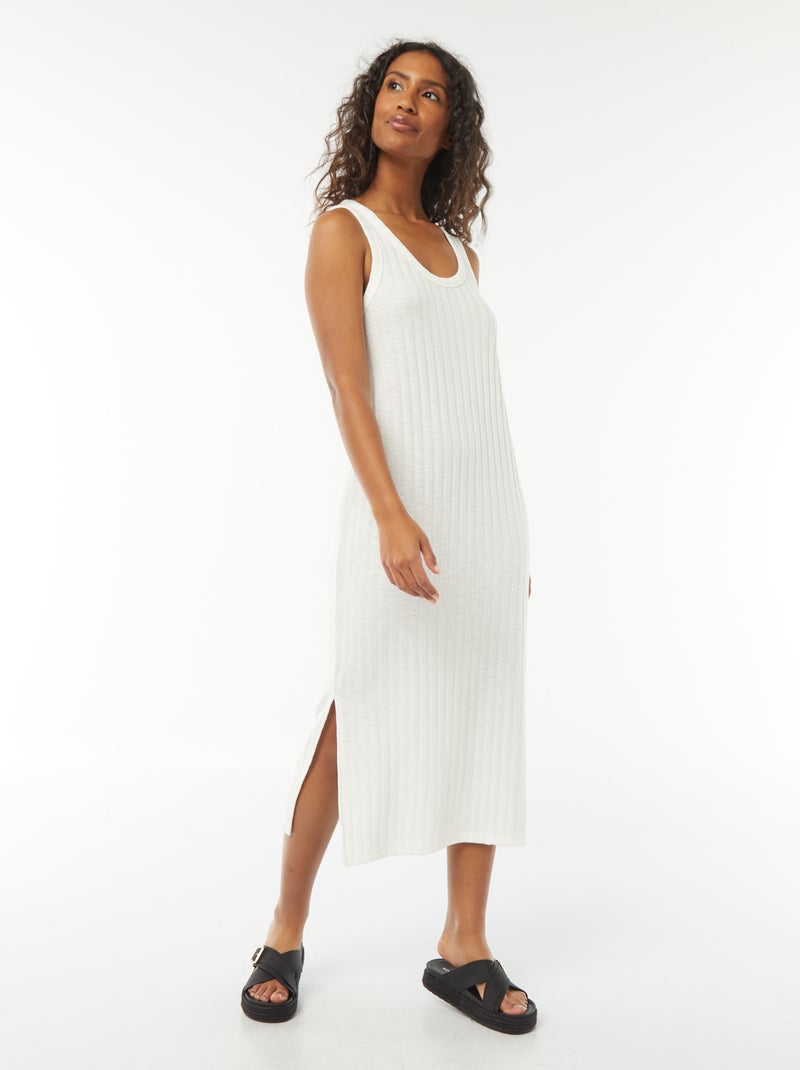Robe unie sans manches Blanc - Kiabi