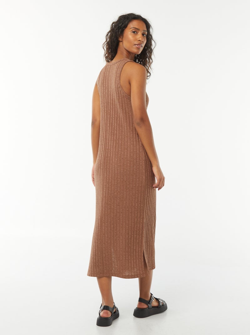 Robe unie sans manches Marron - Kiabi