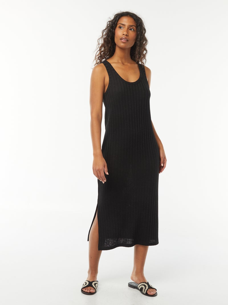 Robe unie sans manches Noir - Kiabi