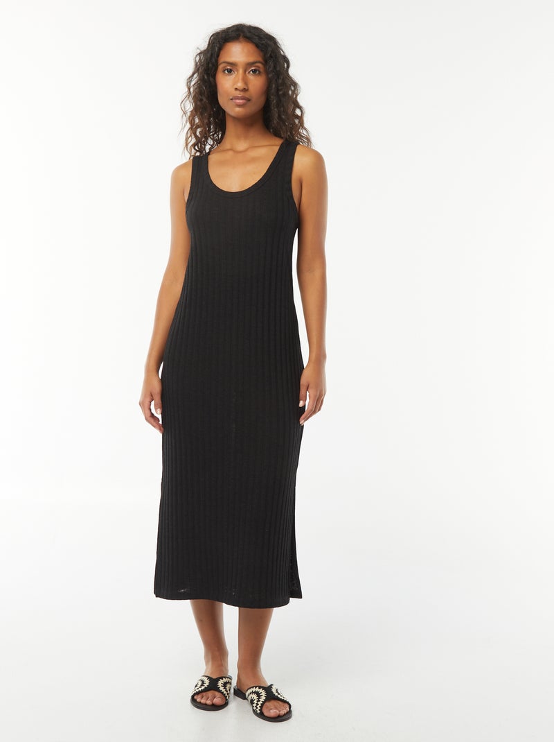 Robe Noire Sans Manches Femme - Taille 36, Longueur Genou, Occasion Très Bon état