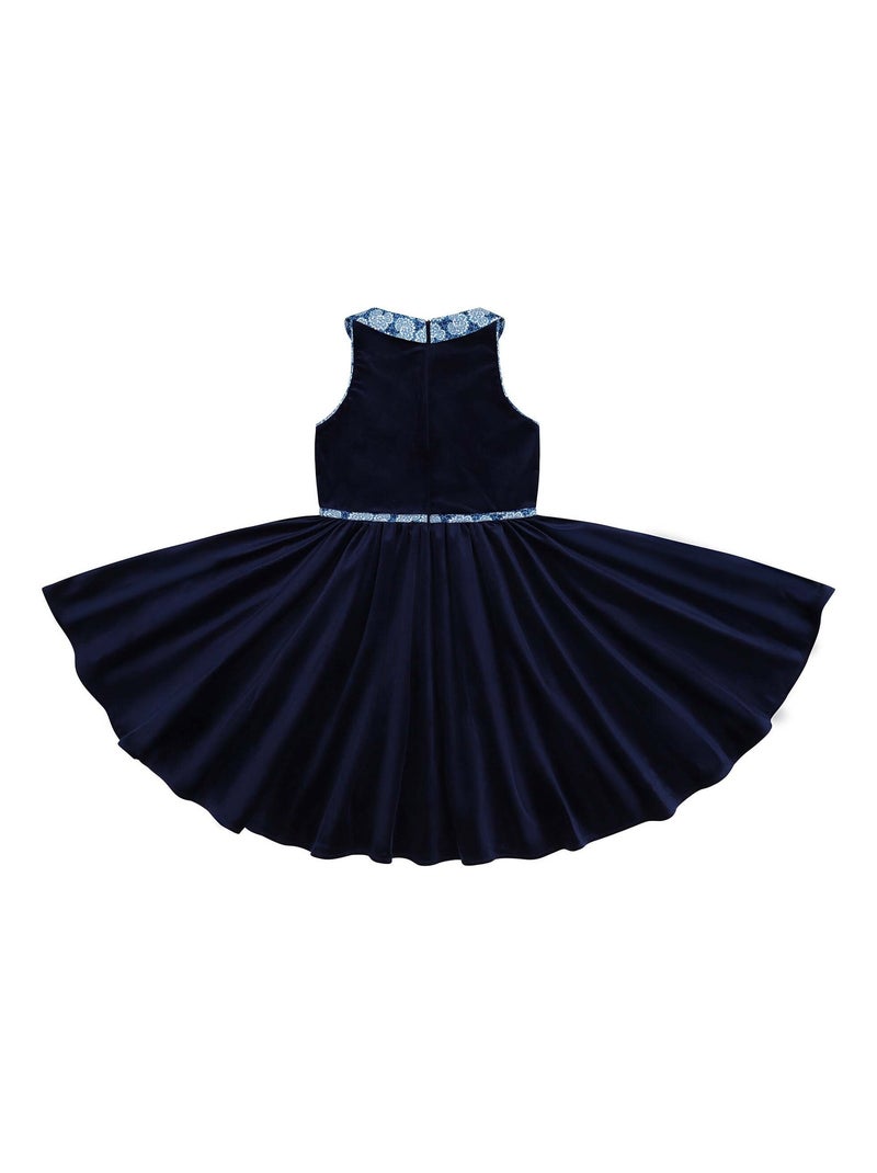 Robe Velours    à Col Claudine Liberty  HEPBURN - La Faute à Voltaire Bleu marine - Kiabi