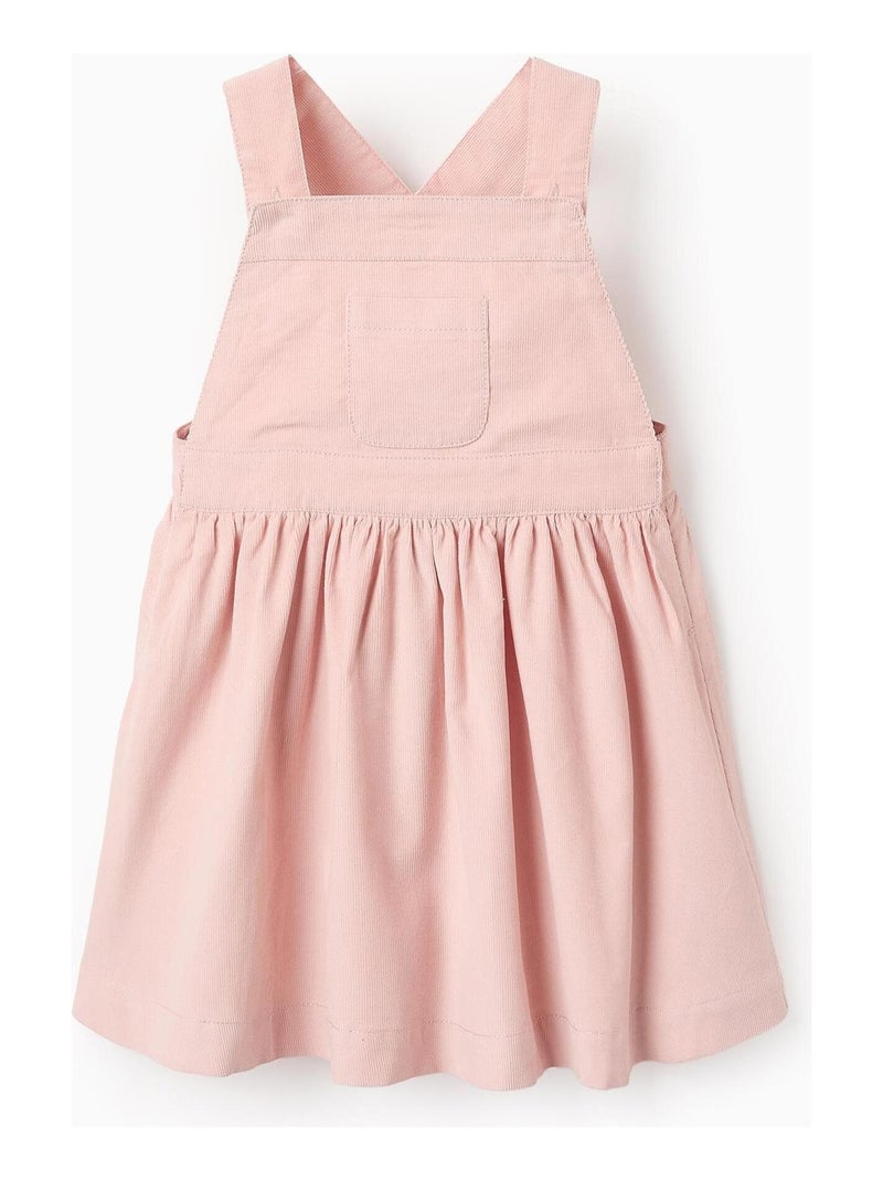 Robe velours côtelé, 100% coton, avec volants NOVEAUX NATURE Rose clair - Kiabi