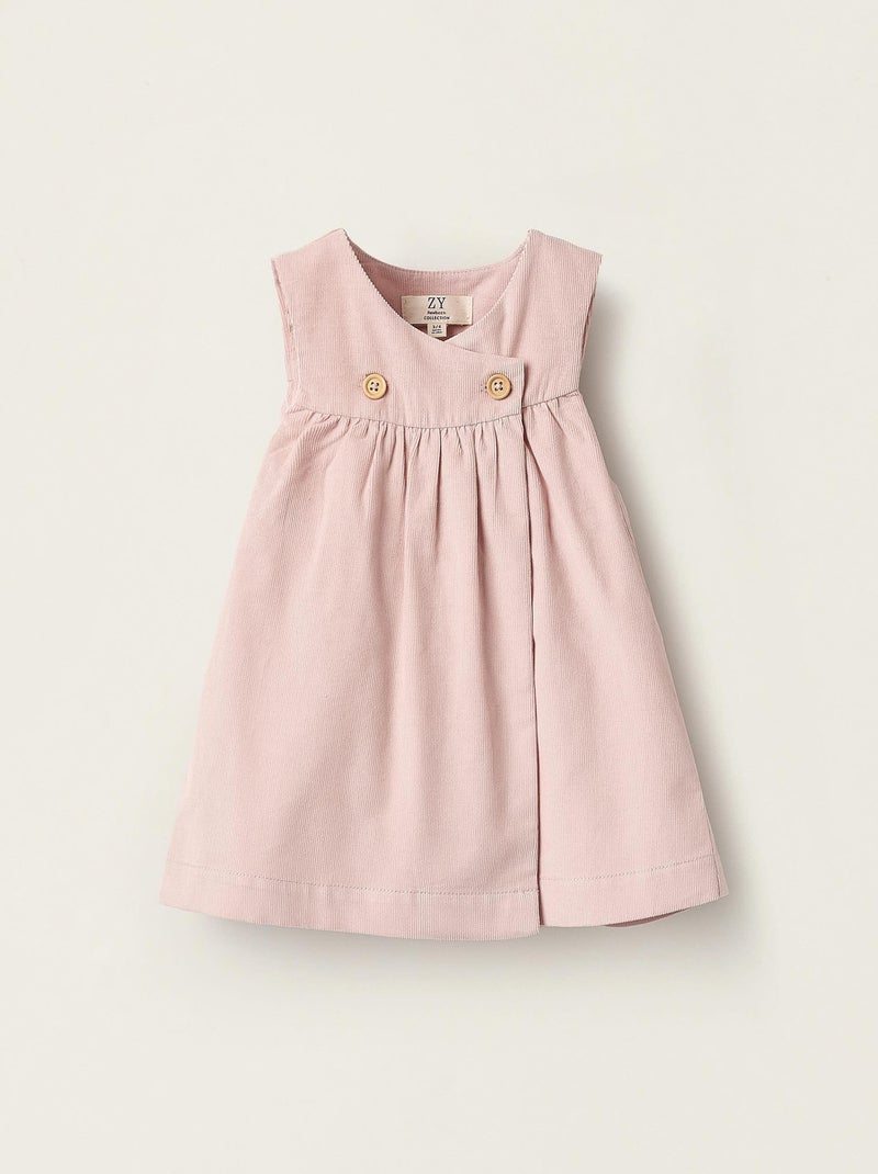 Robe Velours Côtelé Fleurie Rose Baby Gap - Taille 3-6 Mois Fille - Occasion Très Bon état