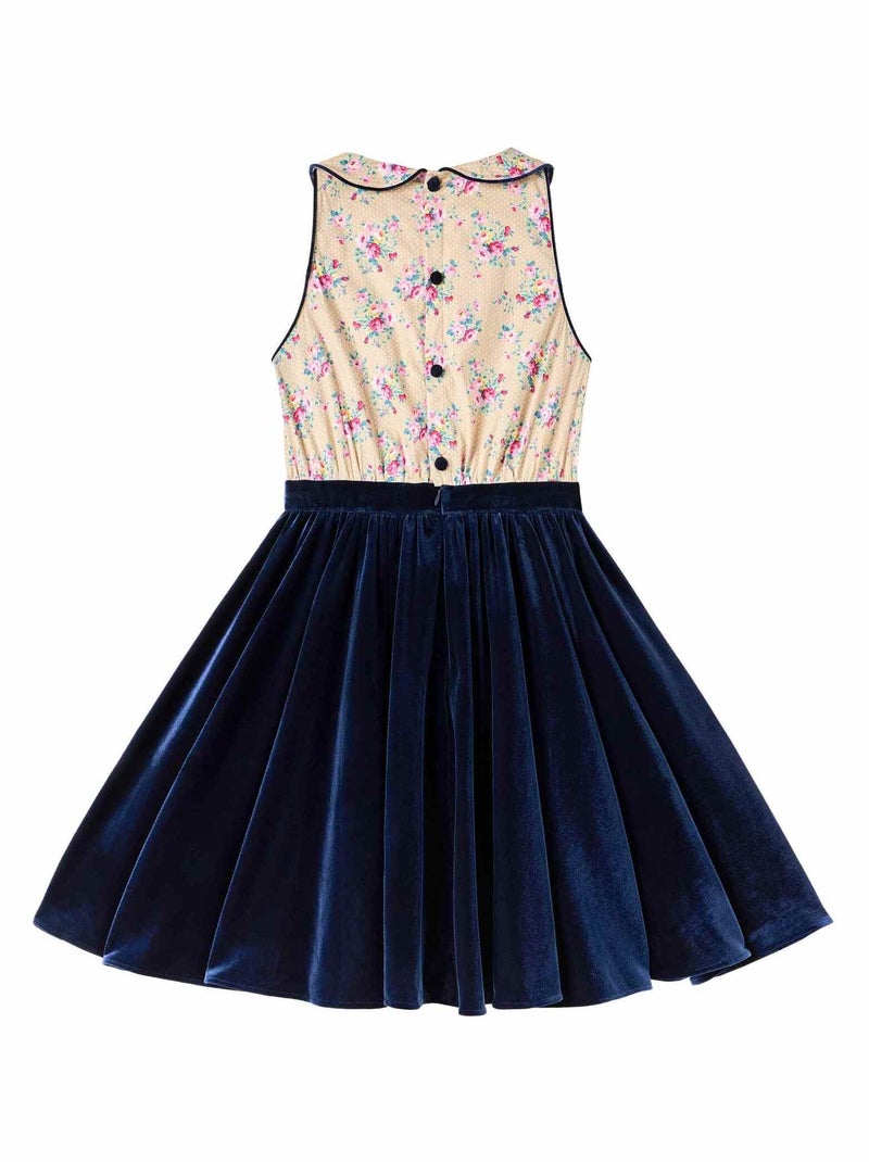 Robe Velours   Fleuri    HEPBURN - La Faute à Voltaire Bleu Beige - Kiabi