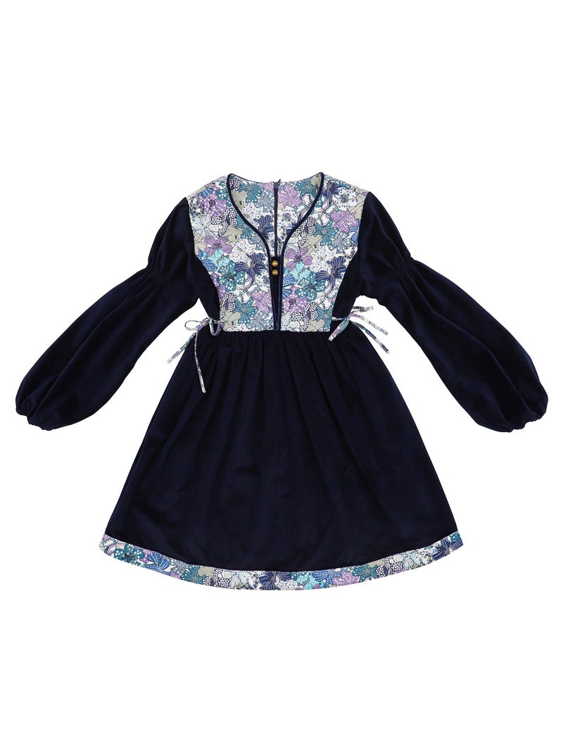 Robe Velours   Liberty  et  Hiver   MARGOT - La Faute à Voltaire Bleu marine - Kiabi