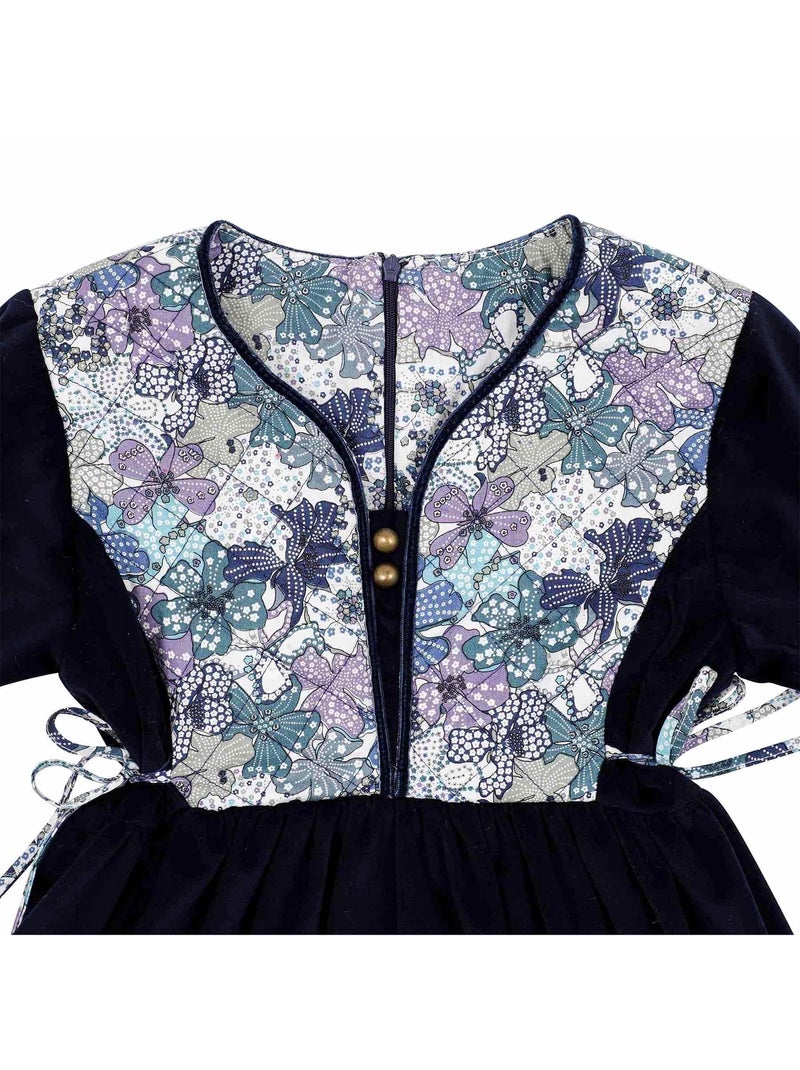 Robe Velours   Liberty  et  Hiver   MARGOT - La Faute à Voltaire Bleu marine - Kiabi