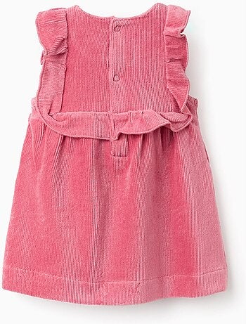 Robe Velous Côtelé Malléable avec Volants