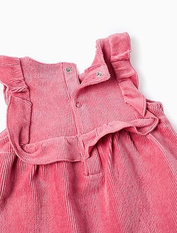 Robe Velous Côtelé Malléable avec Volants