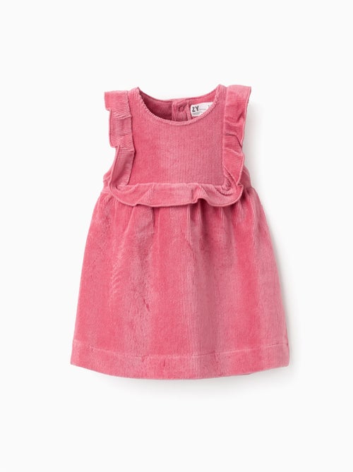Robe Velous Côtelé Malléable avec Volants - Kiabi