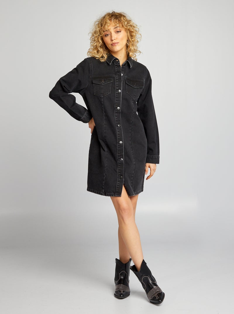 Robe veste en denim Gris - Kiabi