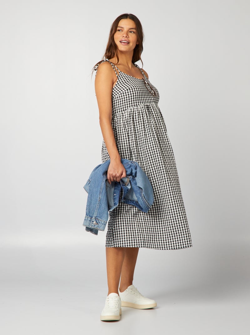 Robe vichy d'allaitement Noir blanc - Kiabi