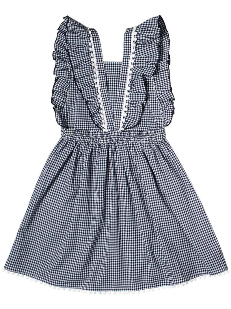 Robe  Vichy  et  à Volants  LILI - La Faute à Voltaire Noir Blanc Gris - Kiabi