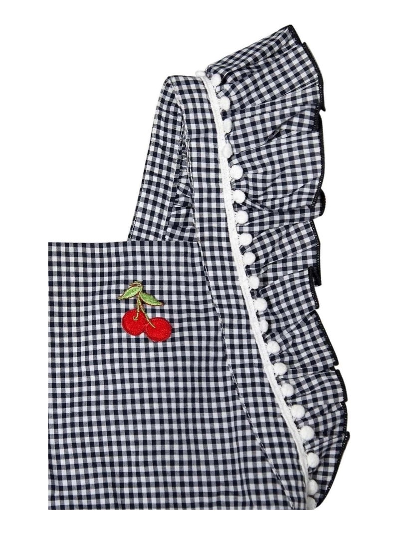 Robe  Vichy  et  à Volants  LILI - La Faute à Voltaire Noir Blanc Gris - Kiabi