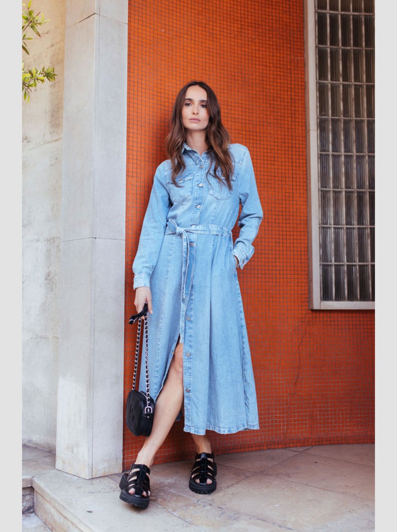Robe VIKCKY evasée, patineuse en jeans 'Le Temps Des Cerises' Bleu - Kiabi