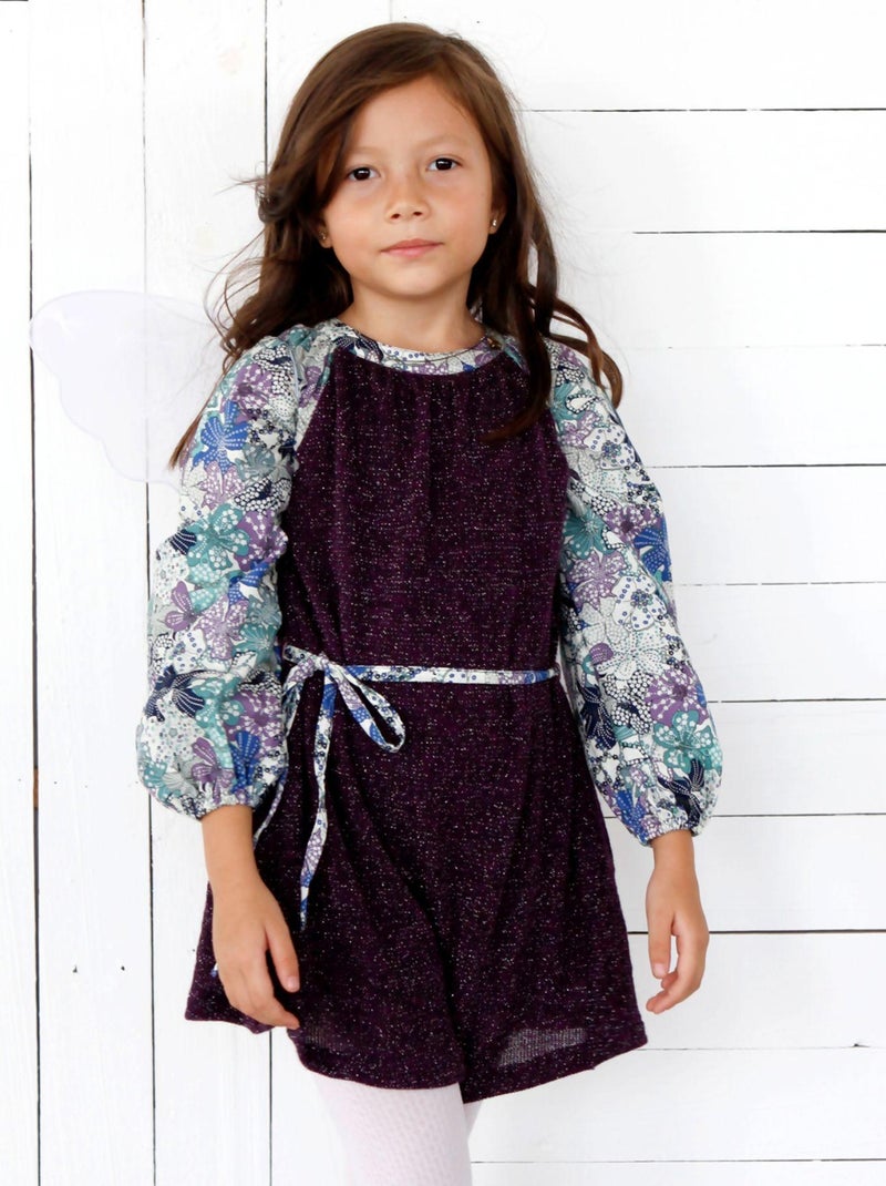 Robe Violette Fleurie Bleu/Lilas Fille  ELISA - La Faute à Voltaire Bleu Jaune Blanc - Kiabi