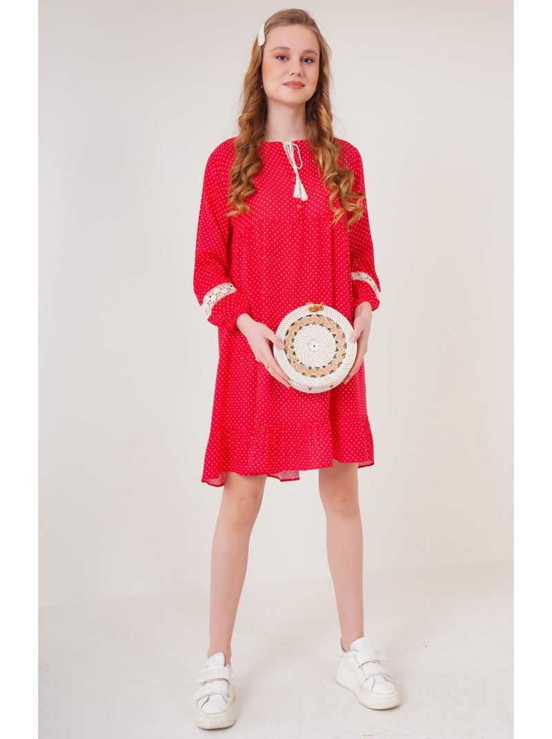 Robe Volanté Rouge - Kiabi