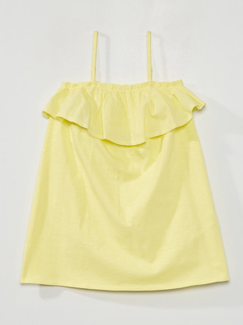Robe volantée avec broderie Jaune - Kiabi
