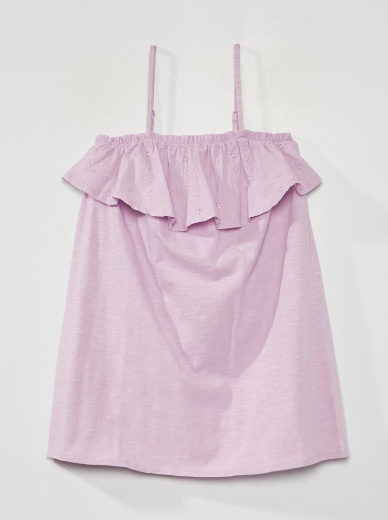 Robe volantée avec broderie Mauve - Kiabi