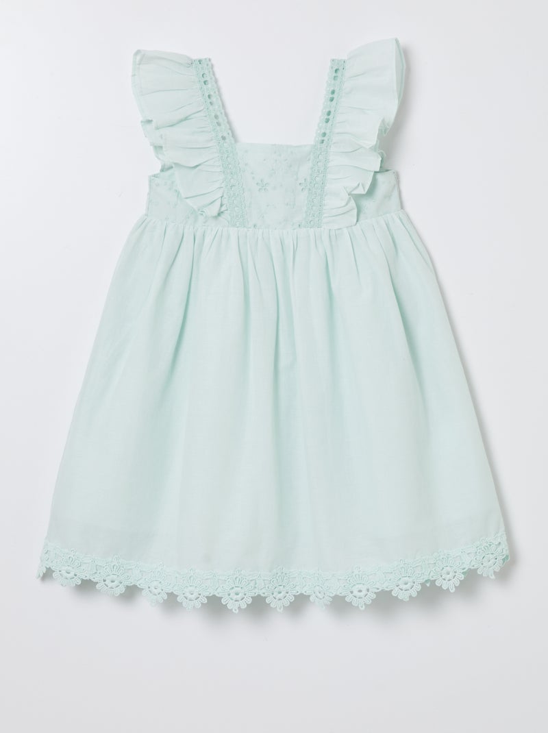 Robe volantée avec broderies bleu - Kiabi