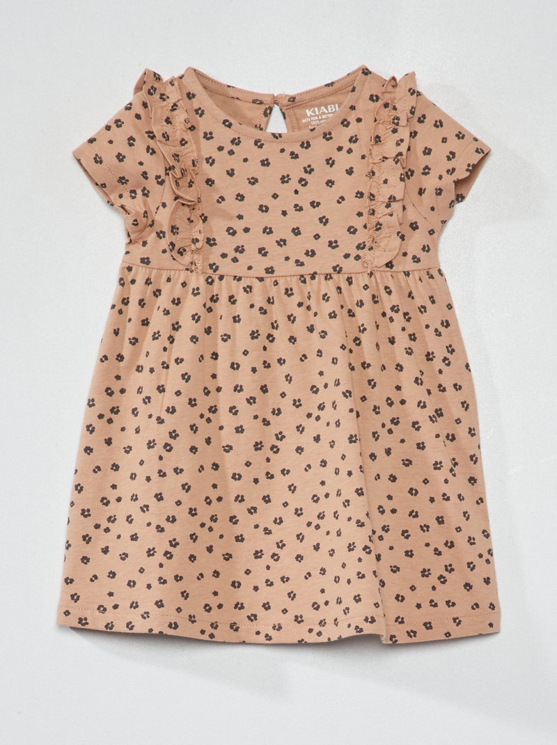 Robe volantée avec imprimé Beige - Kiabi