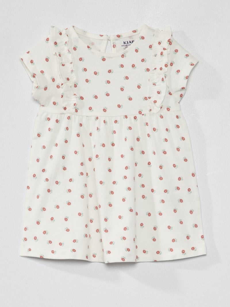 Robe volantée avec imprimé Blanc - Kiabi
