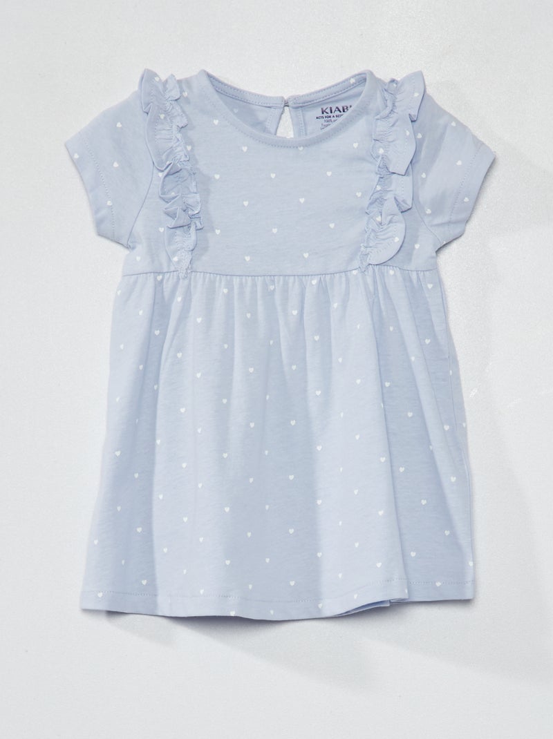 Robe volantée avec imprimé Bleu - Kiabi
