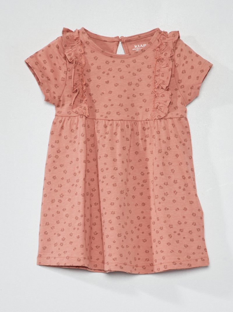 Robe volantée avec imprimé Rose - Kiabi