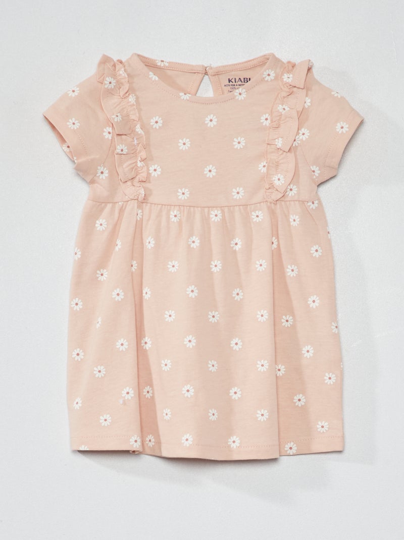 Robe volantée avec imprimé Rose - Kiabi