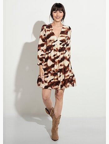 Robe volantée col V manches resserrées - AFIBEL
