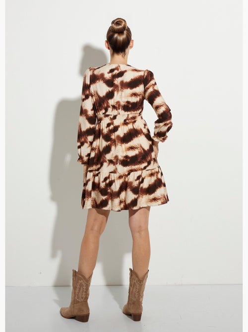 Robe volantée col V manches resserrées - AFIBEL - Kiabi