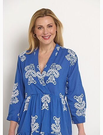 Robe volantée courte avec broderies - Afibel