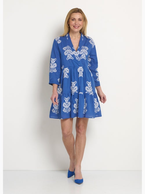 Robe volantée courte avec broderies - Afibel - Kiabi