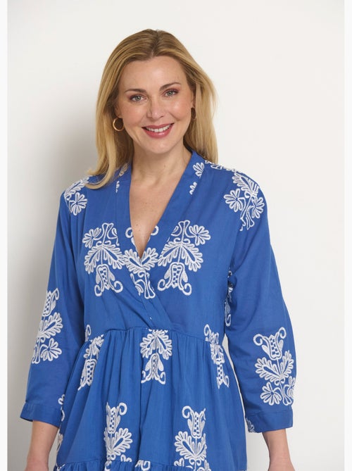 Robe volantée courte avec broderies - Afibel - Kiabi