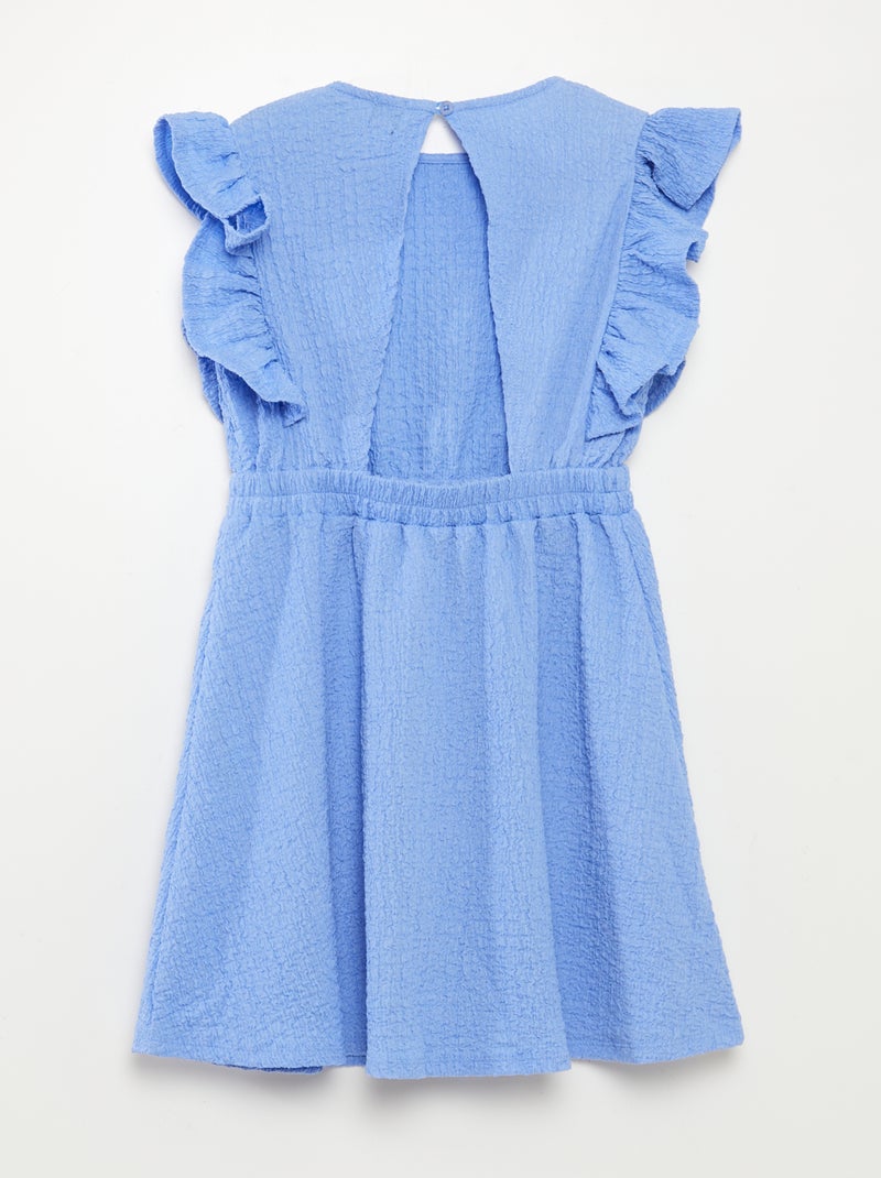 Robe volantée en matière gaufrée Bleu clair - Kiabi