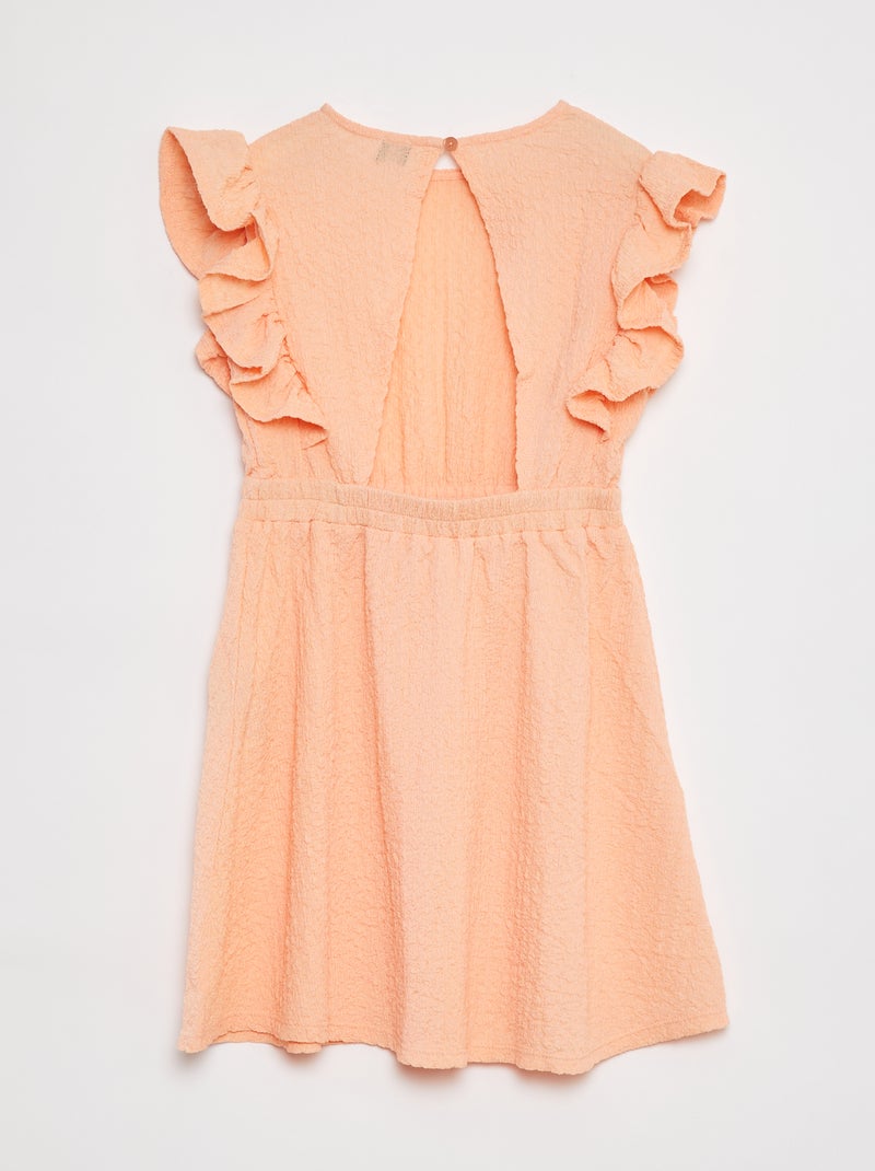 Robe volantée en matière gaufrée Orange - Kiabi