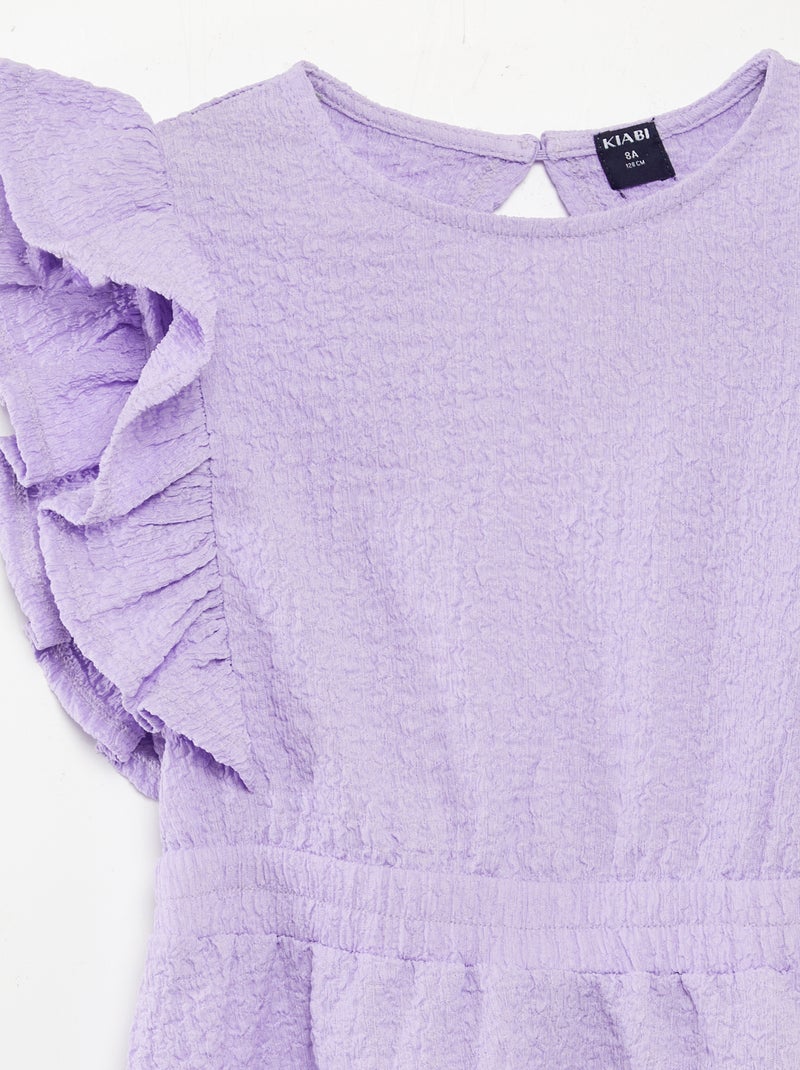 Robe volantée en matière gaufrée Violet - Kiabi