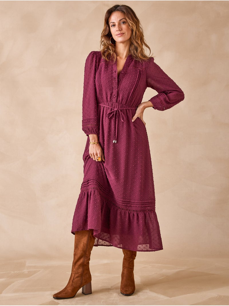 Robe volantée en plumetis - DAXON Violet prune - Kiabi