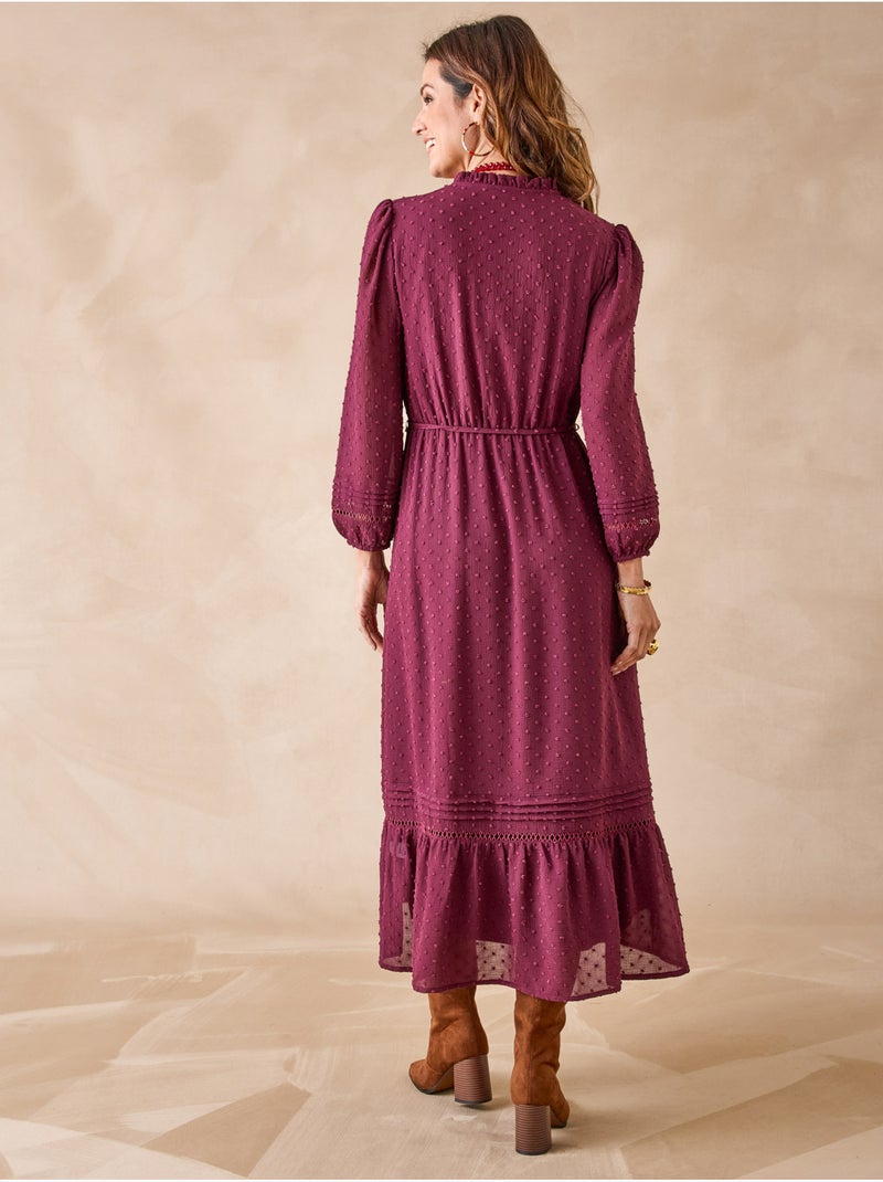 Robe volantée en plumetis - DAXON Violet prune - Kiabi