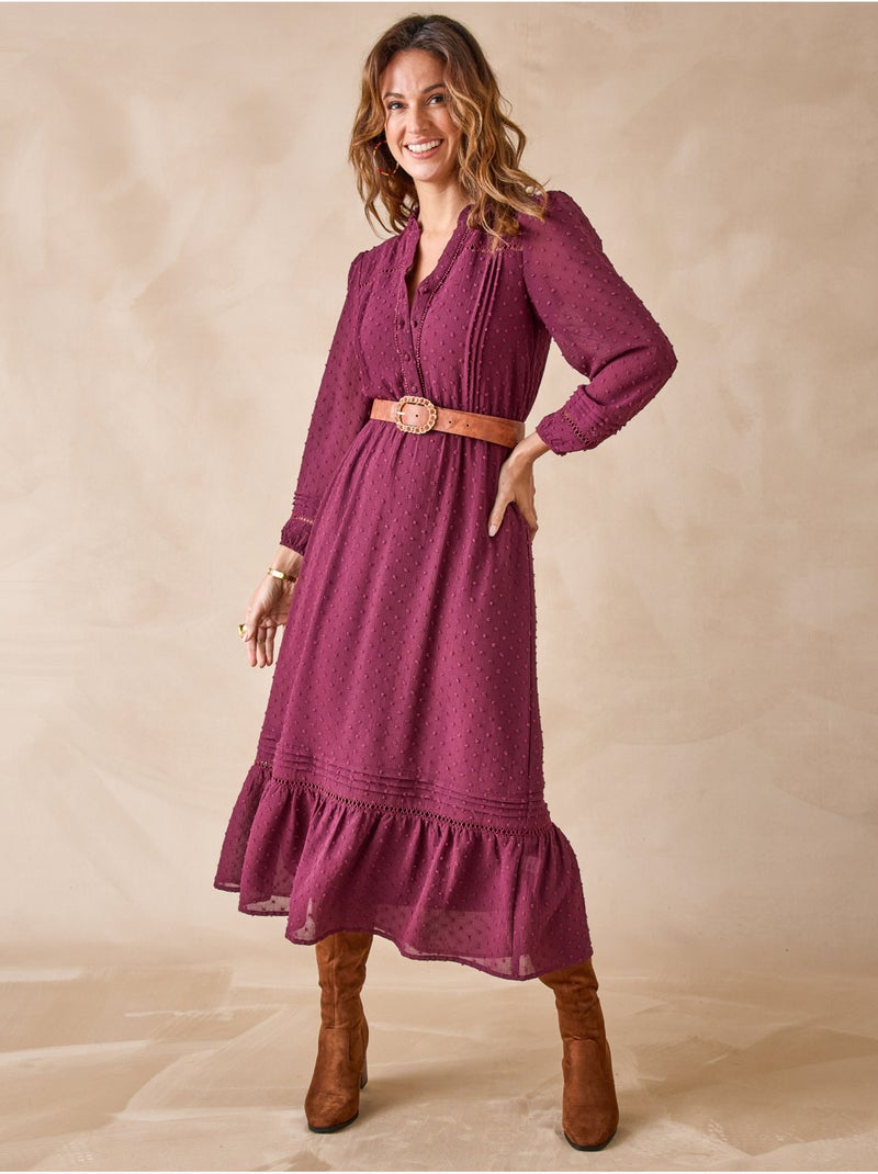 Robe volantée en plumetis - DAXON Violet prune - Kiabi