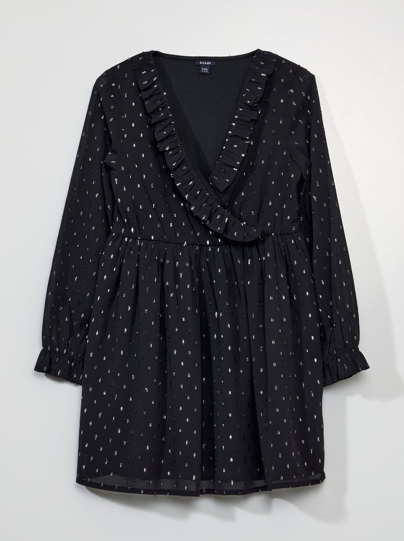 Robe volantée en plumetis Noir - Kiabi
