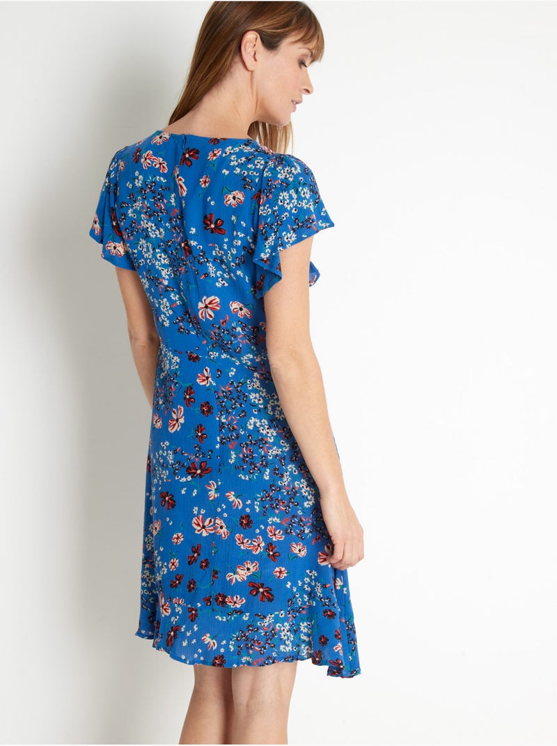 Robe volantée encolure V - DAXON Bleu Multicolore - Kiabi