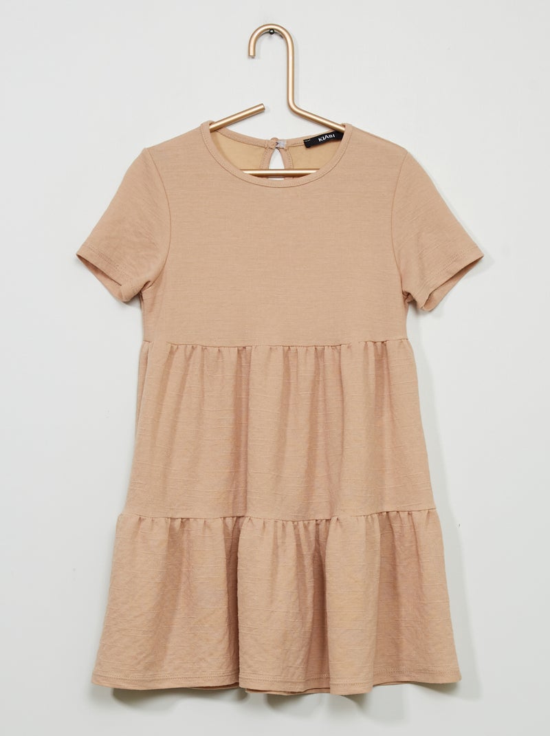 Robe volantée fluide beige - Kiabi