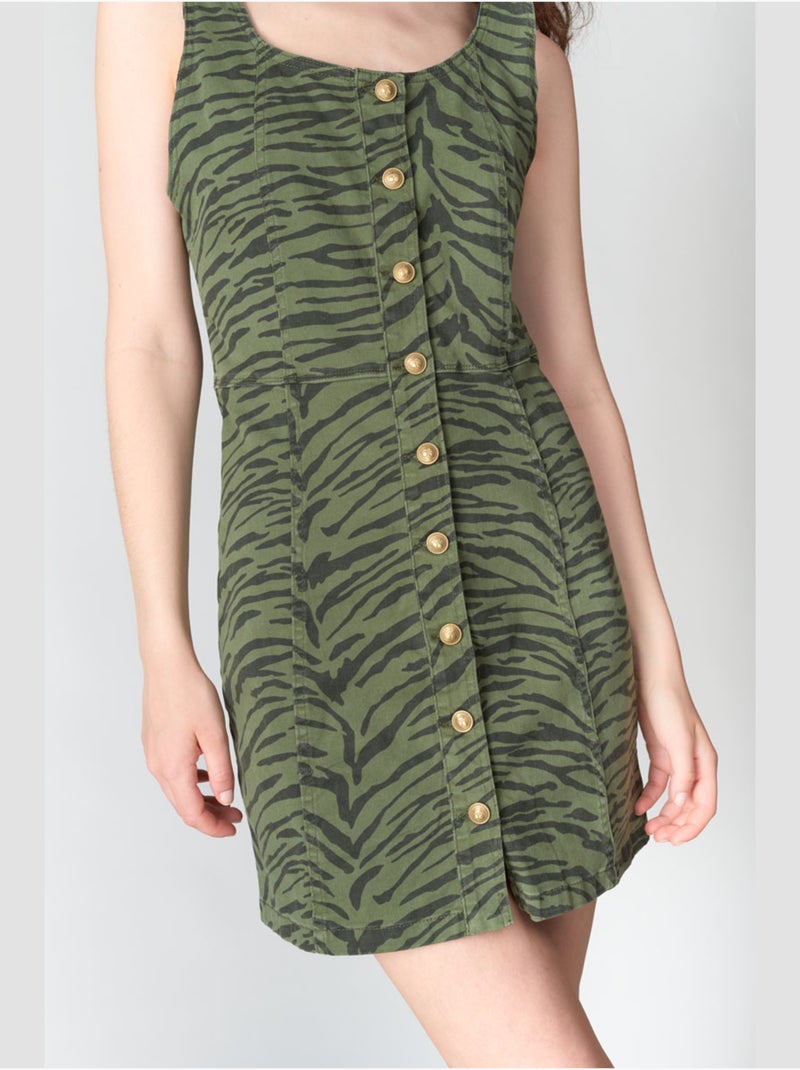 Robe ZERANA droite en jeans 'Le Temps Des Cerises' Kaki - Kiabi