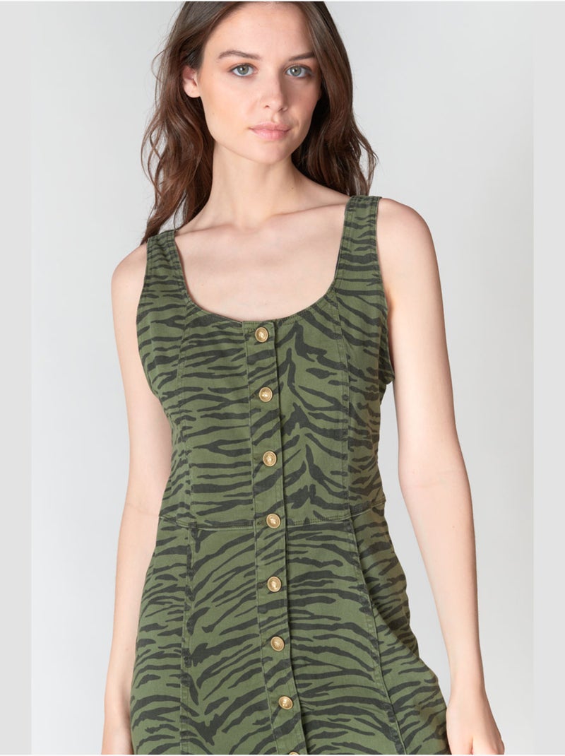 Robe ZERANA droite en jeans 'Le Temps Des Cerises' Kaki - Kiabi