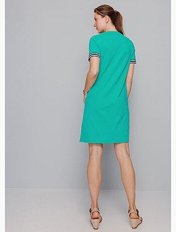 Robe zippée maille polo, détails rayés - AFIBEL