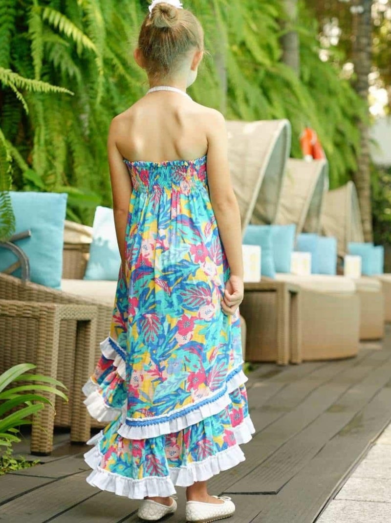 Maxi Jupe Longue Tsigane Mud Flower - Bleu Fleuri - Taille 12/14 (M) - Occasion